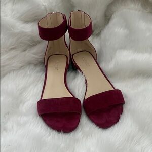 Nine West Burgundy Ankle-Strap Open-Toe Sandals